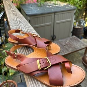 Brown Leather Sandals with Buckle
